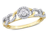 1/3 Carat (ctw G-H-I, I2-I3) Diamond Halo Link Ring in 10K Yellow Gold